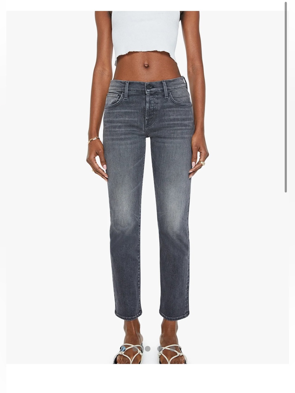 MOTHER Mid Rise Hiker Hover Gray Straight-Leg Jeans European Summer